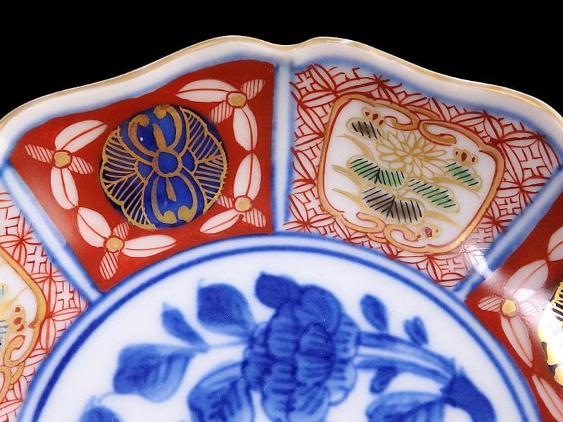 大聖寺伊万里　金襴手　菊に牡丹の図　４寸皿　N1110AS-DAn