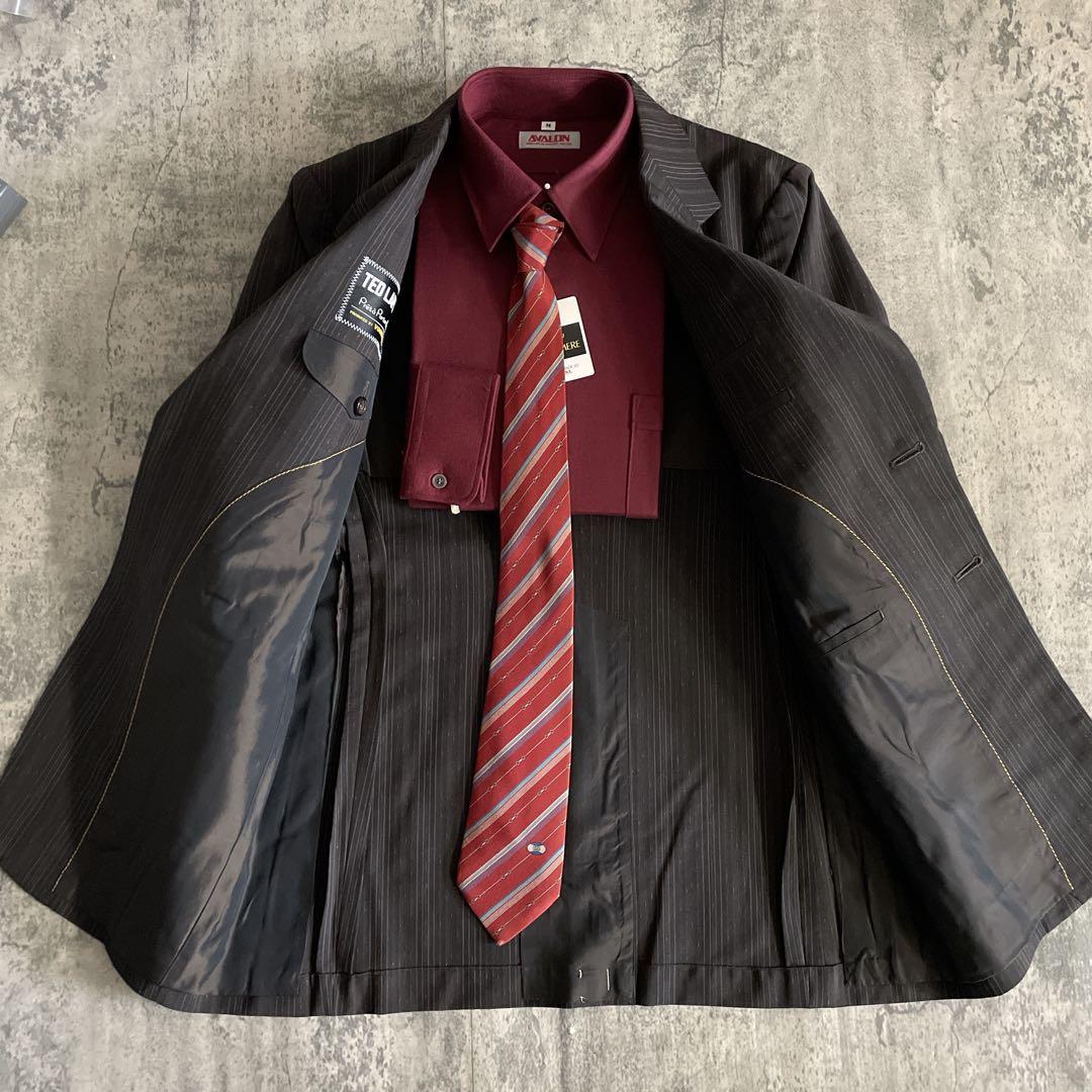 未使用 OLD GUCCI ネクタイ 極上ウール ストライプ柄 スーツ ブラウン