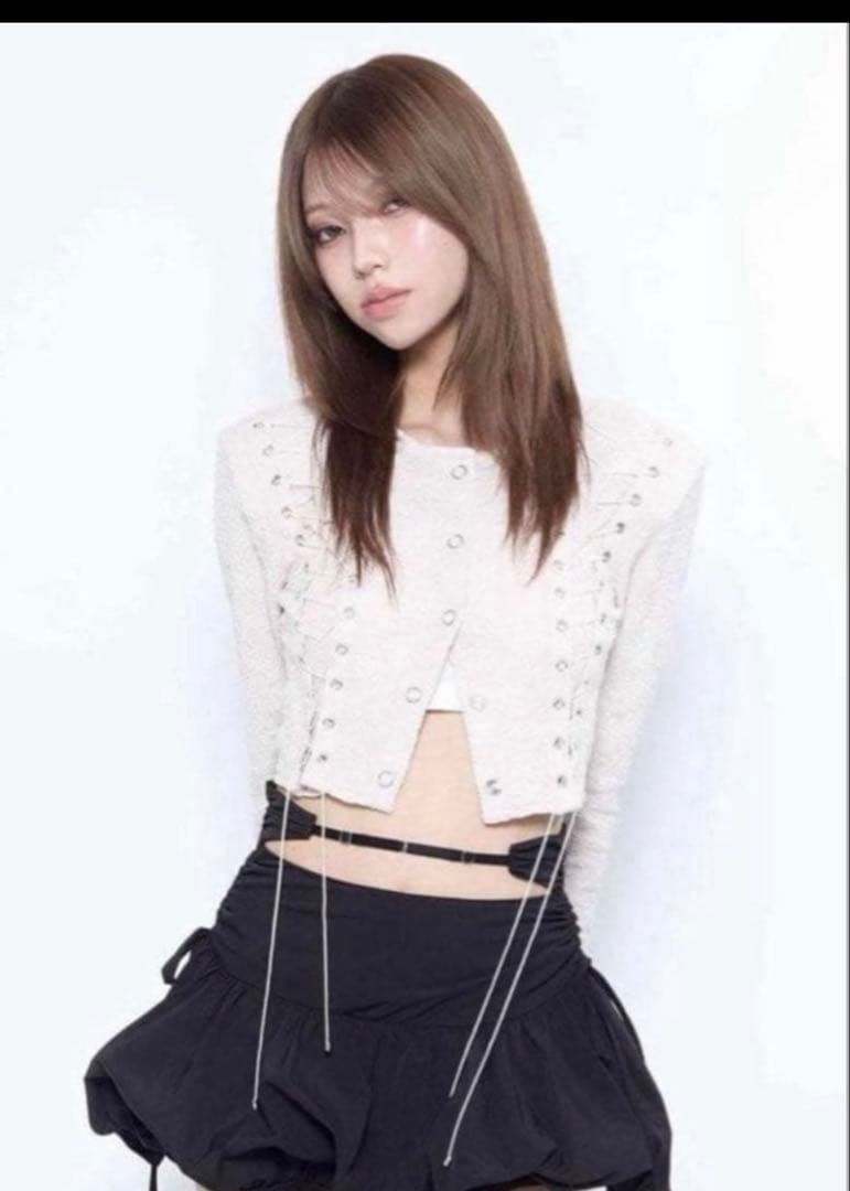 theredthread S lace up cardigan ベージュ