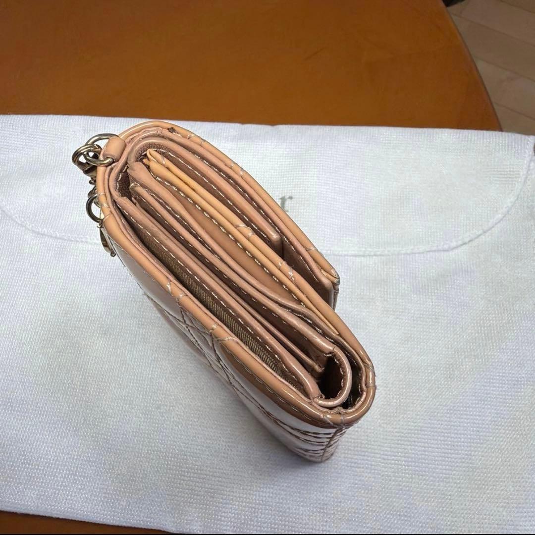 Dior ディオール ロータス ウォレット カナージュ パテント 財布 ベージュ