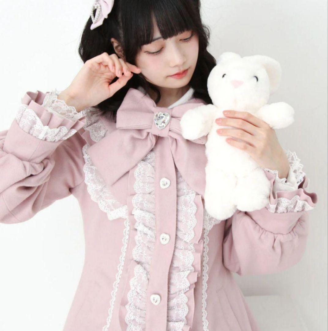 夢展望　Dear My Love　丸襟ヨークリボンフリルコート　ピンク【M】