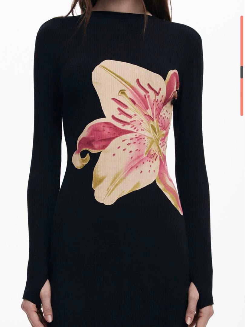 desigual ブラックオーキッドロングドレス