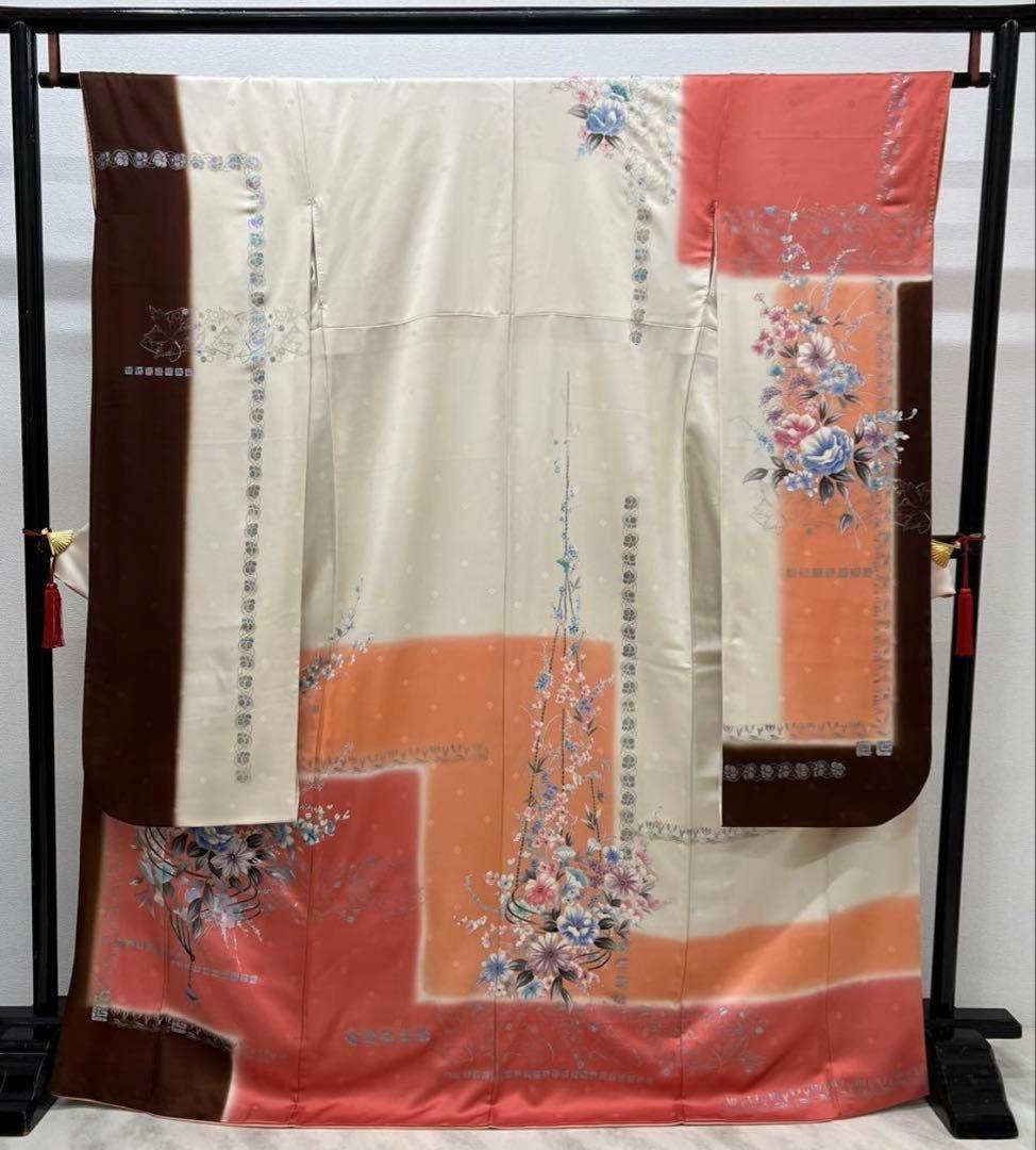 振り袖　フルセット　長襦袢　Guy Laroche 洋花　成人式　ブランド788