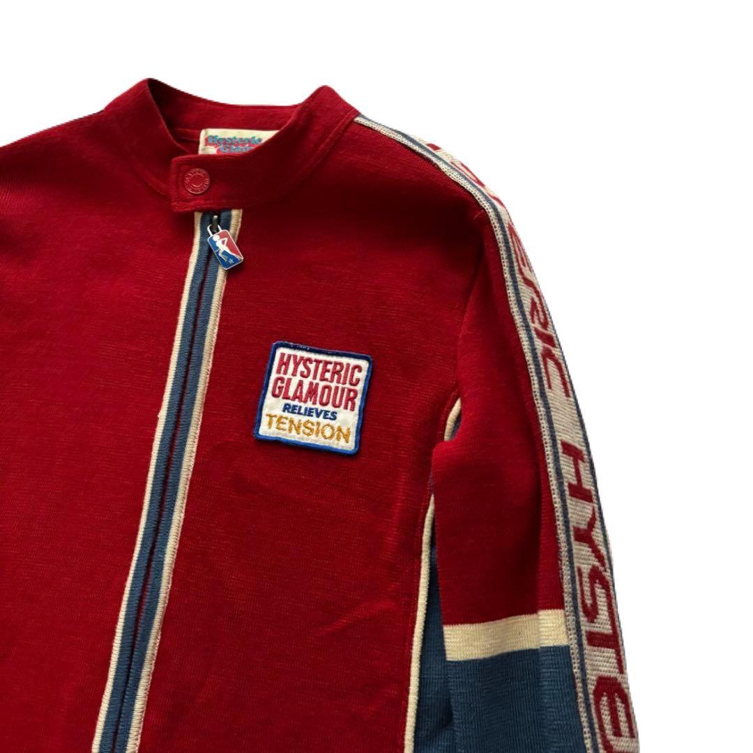 90s HYSTERIC GLAMOUR ニットジャケット　袖ロゴ　ワッペン