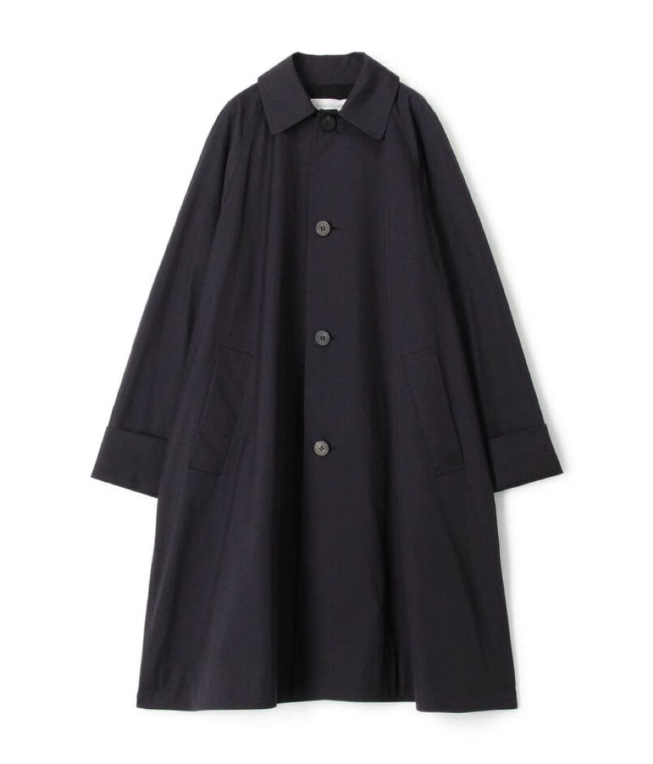 新品★ ステンカラーコート シルク コットン ネイビー GALERIE VIE