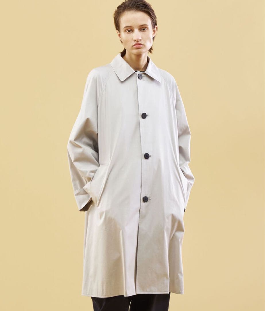 新品★ ステンカラーコート シルク コットン ネイビー GALERIE VIE