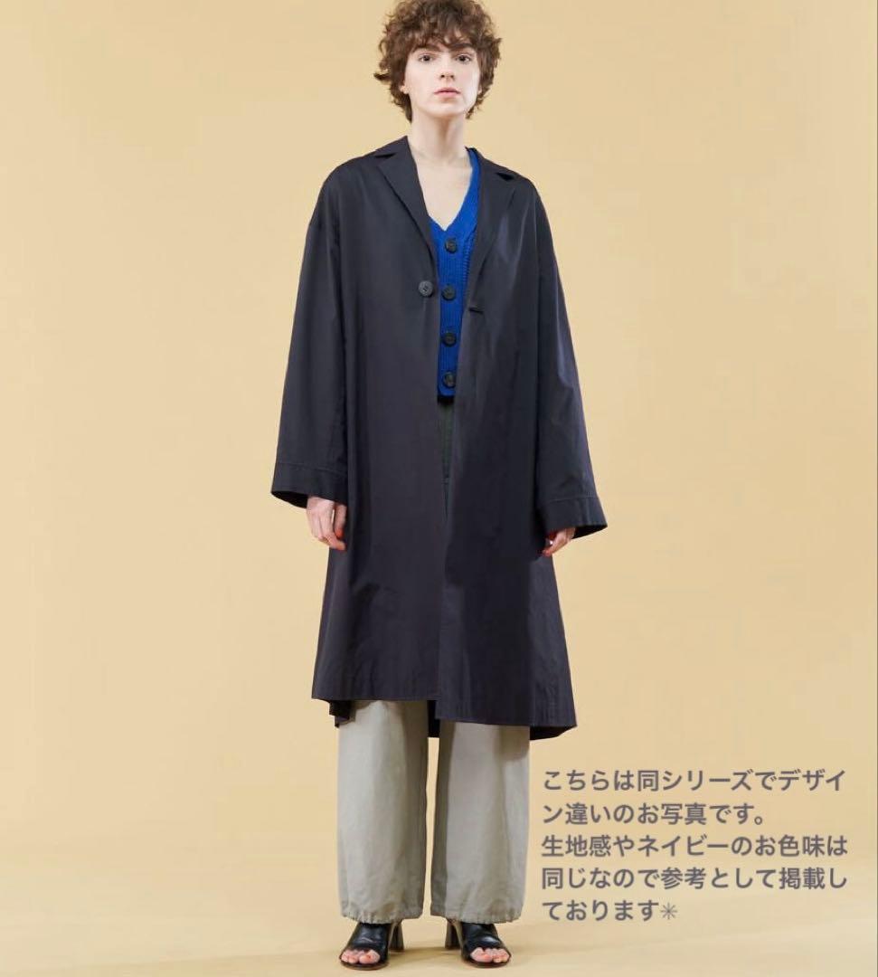 新品★ ステンカラーコート シルク コットン ネイビー GALERIE VIE