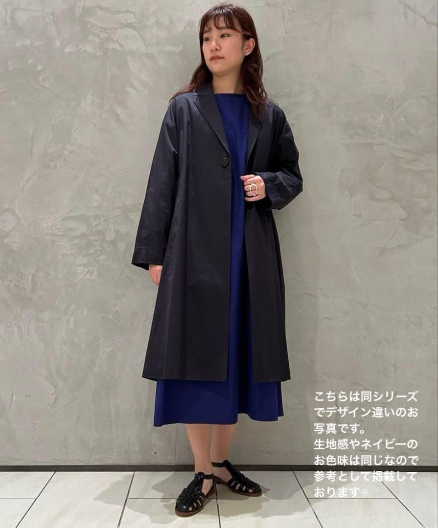 新品★ ステンカラーコート シルク コットン ネイビー GALERIE VIE