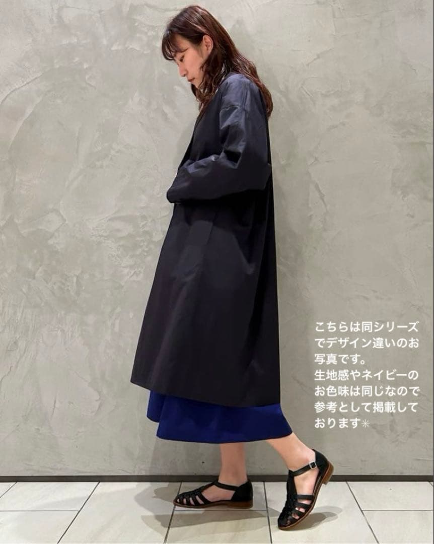 新品★ ステンカラーコート シルク コットン ネイビー GALERIE VIE