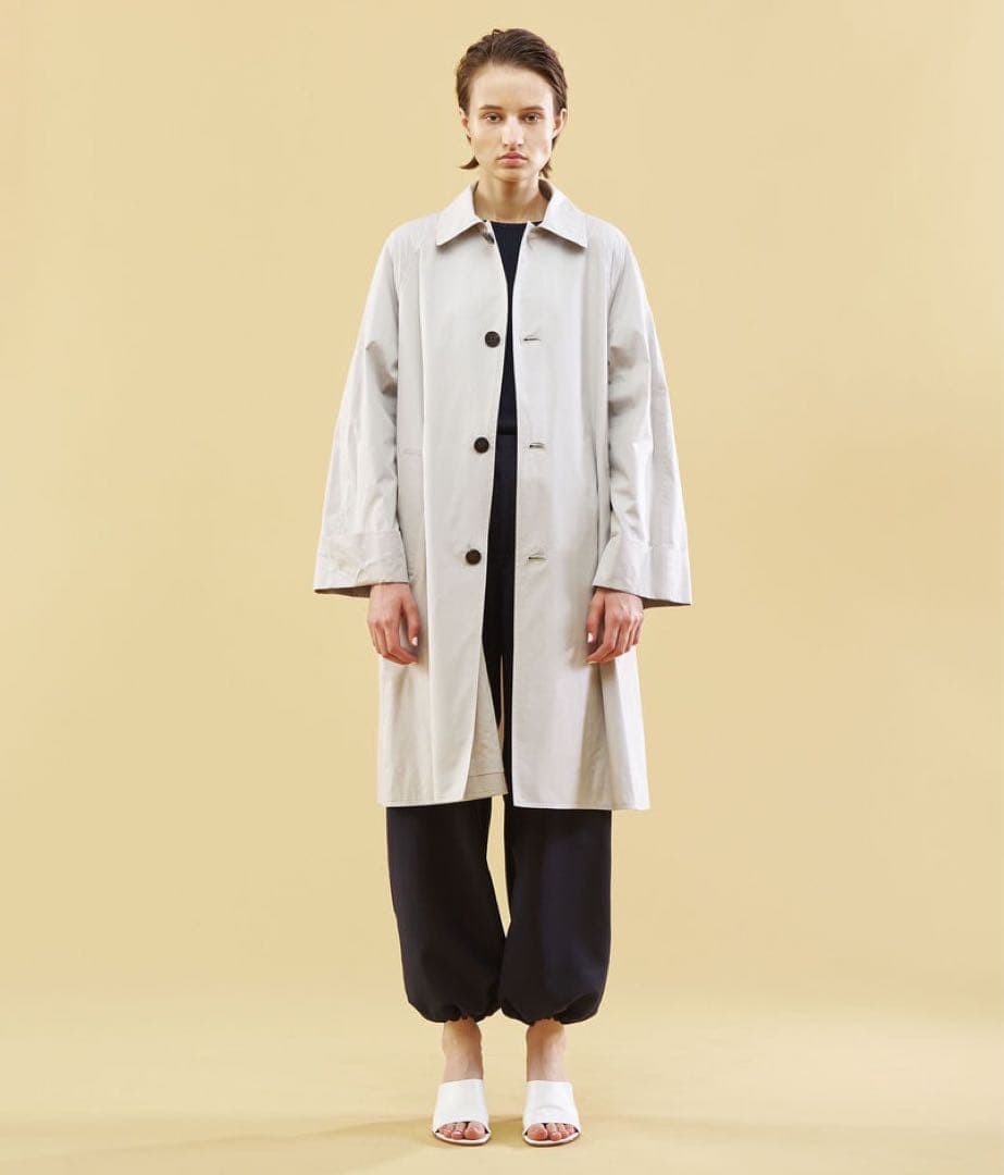 新品★ ステンカラーコート シルク コットン ネイビー GALERIE VIE
