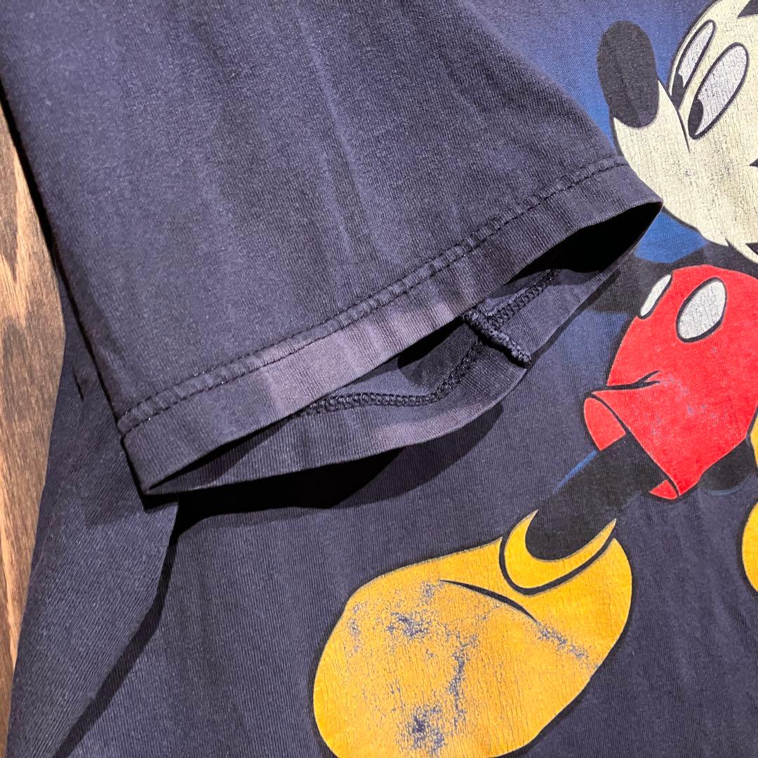 訳あり　USA製 disney ミッキー ネイビー　リンク　tシャツ XL 両面