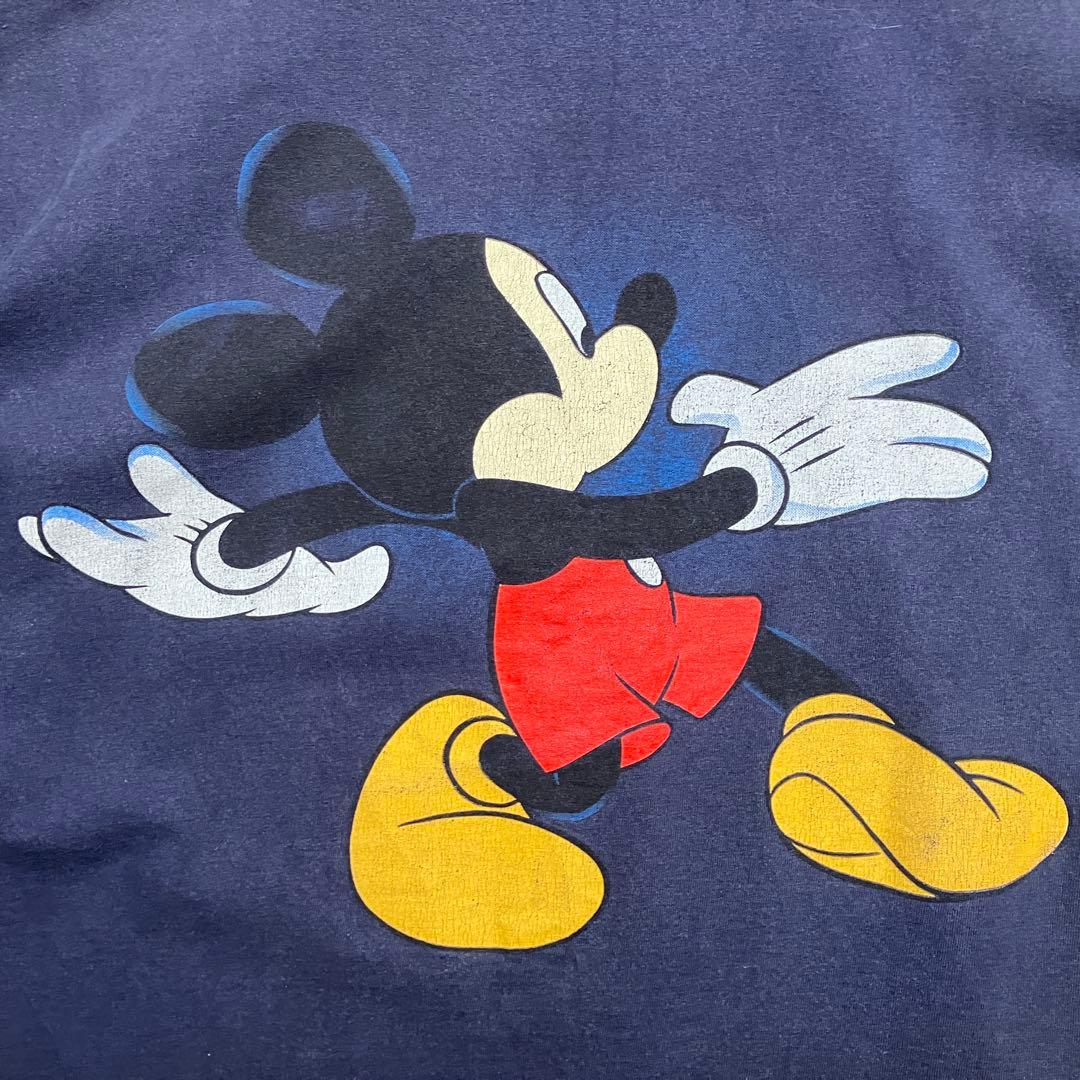 訳あり　USA製 disney ミッキー ネイビー　リンク　tシャツ XL 両面