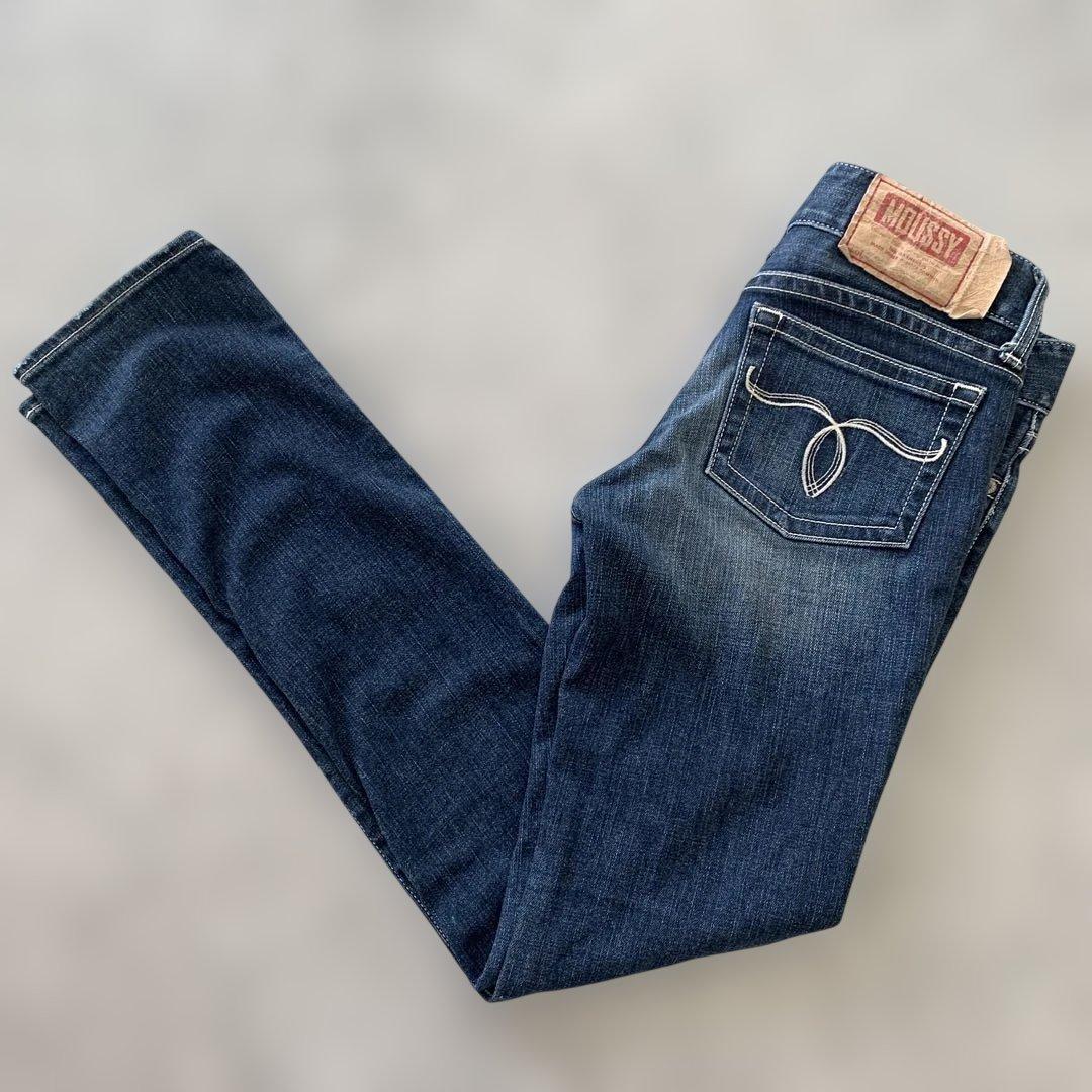 極美品✨MOUSSY 26inch Y2K ホワイトステッチ ダークブルー