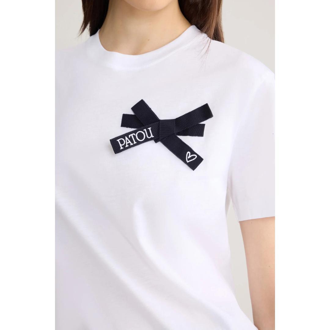 新作☆ PATOU 26SS コットン ホワイト ボウTシャツ 新品　M