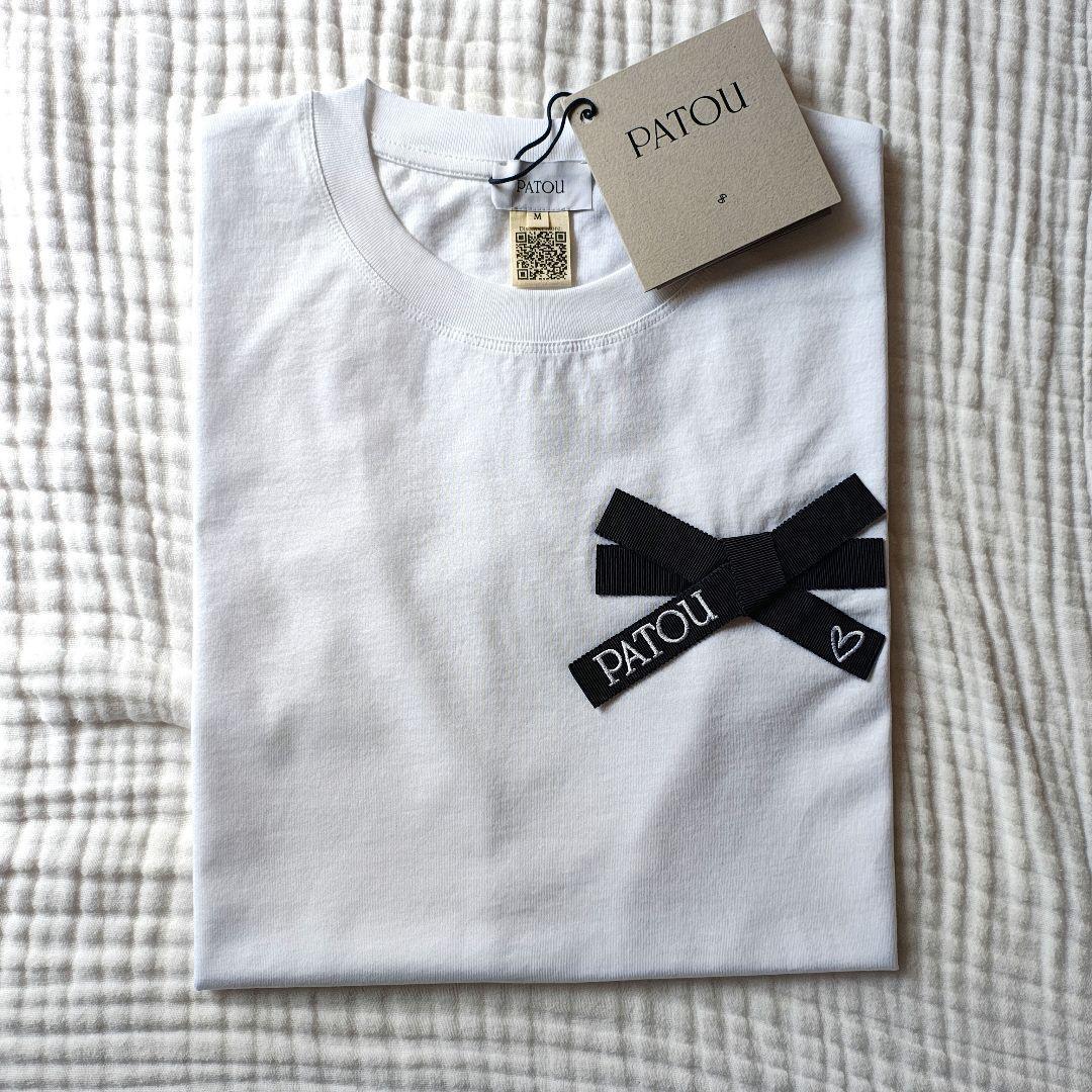 新作☆ PATOU 26SS コットン ホワイト ボウTシャツ 新品　M