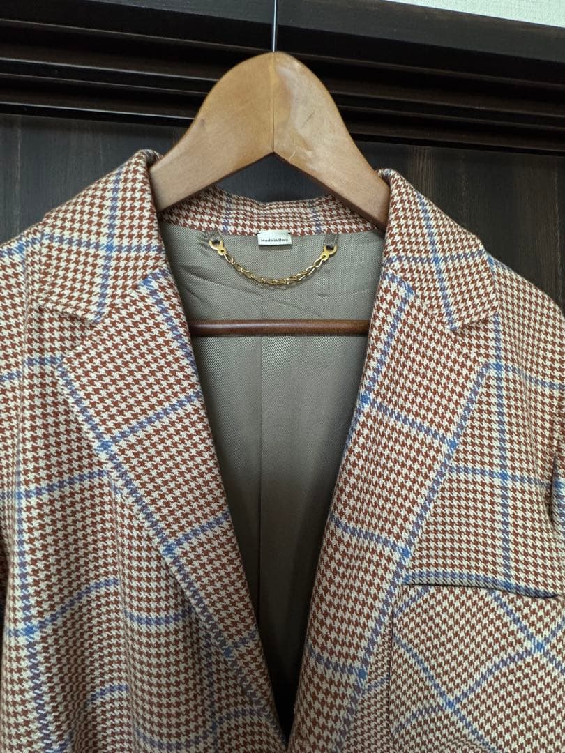 GUCCI テーラードジャケット ブラウン千鳥格子、サイズＬ