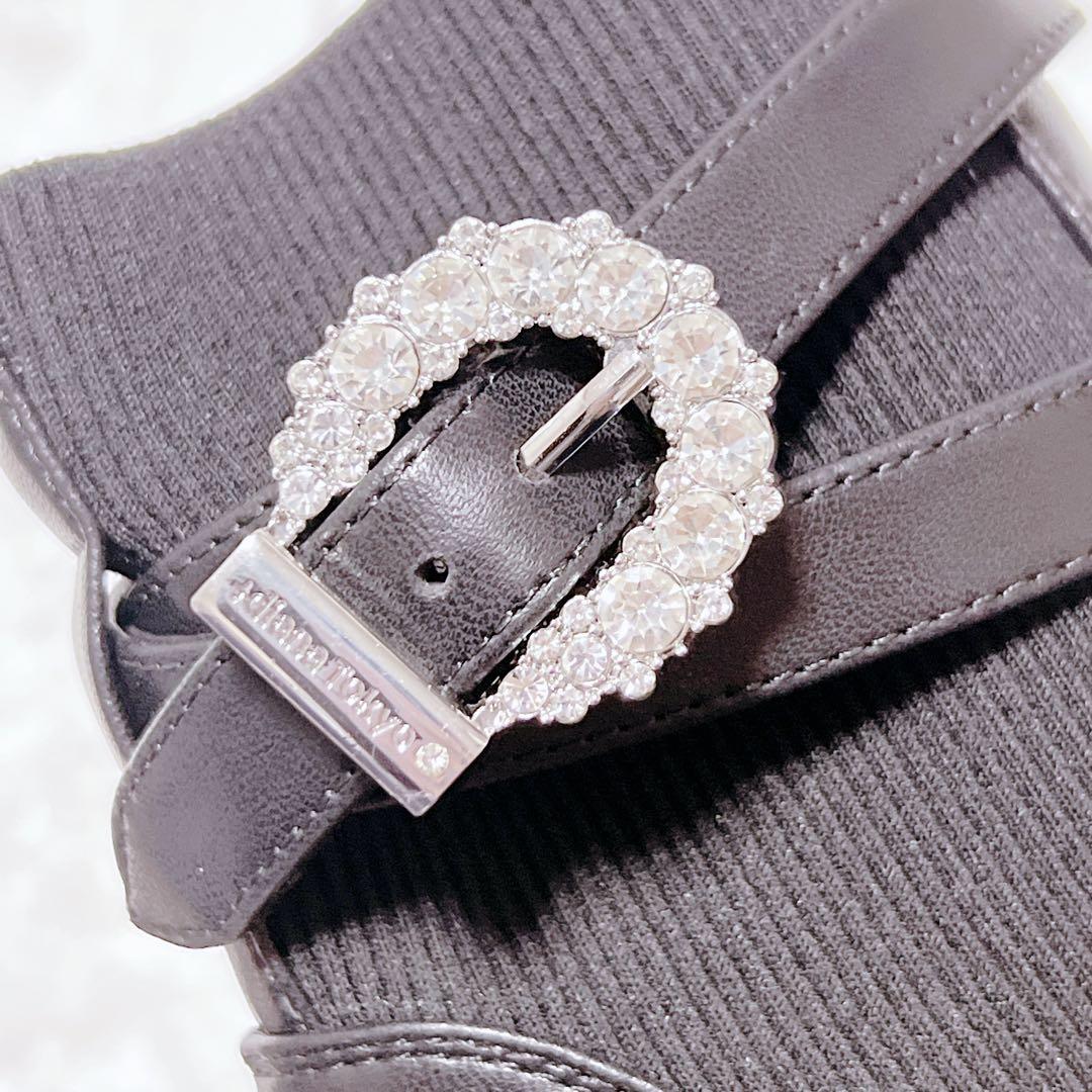 【極美品】 +diana クリスタルバックル　ショートブーツ　サイドゴア　現行品