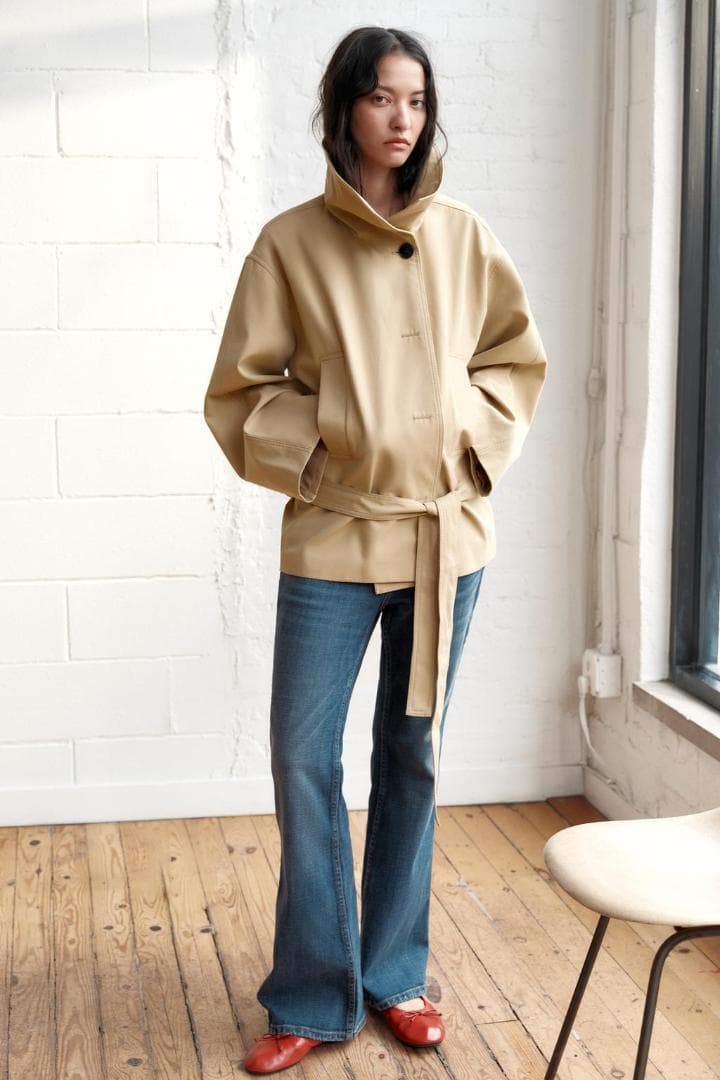 ZARA ショートトレンチコート ライトゴールデンブラウン XS～S