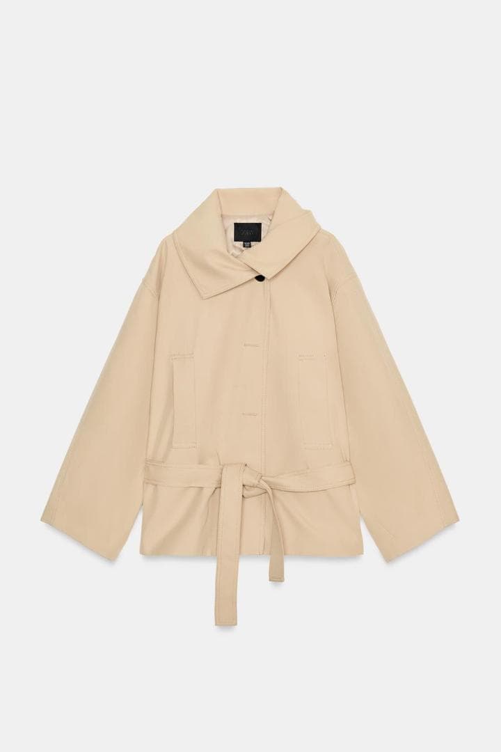 ZARA ショートトレンチコート ライトゴールデンブラウン XS～S