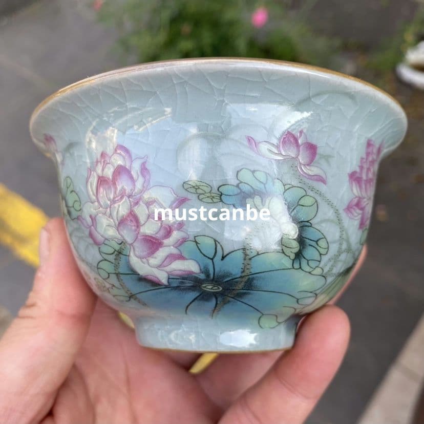 景徳鎮 陶泥荷塘清韻三才蓋碗 茶碗 煎茶器 新品未使用