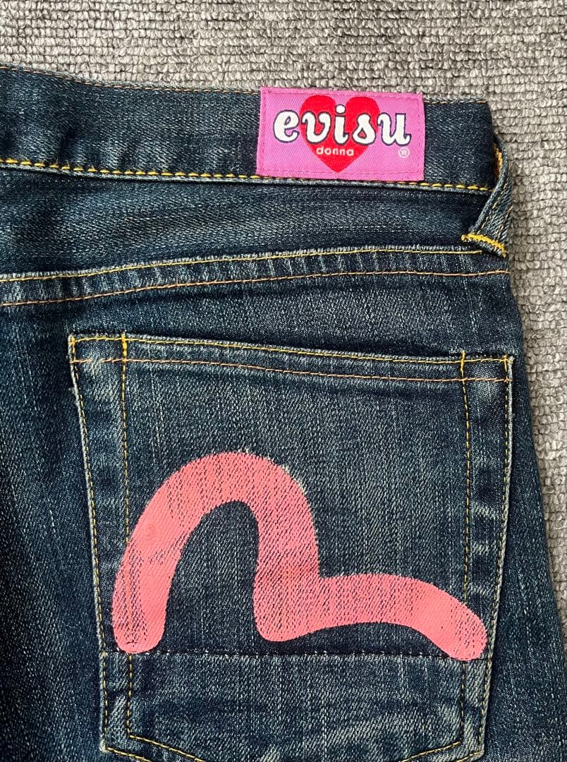EVISU DONNA ジーンズ ローライズデニム ピンクカモメ