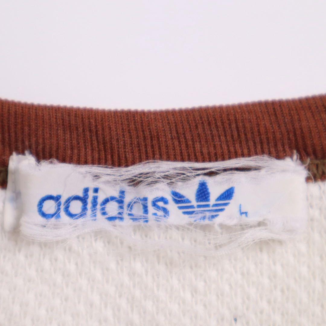 70s 80s adidas ワッフル タンクトップ ノースリーブ 白茶