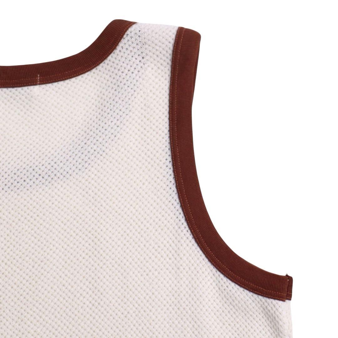 70s 80s adidas ワッフル タンクトップ ノースリーブ 白茶