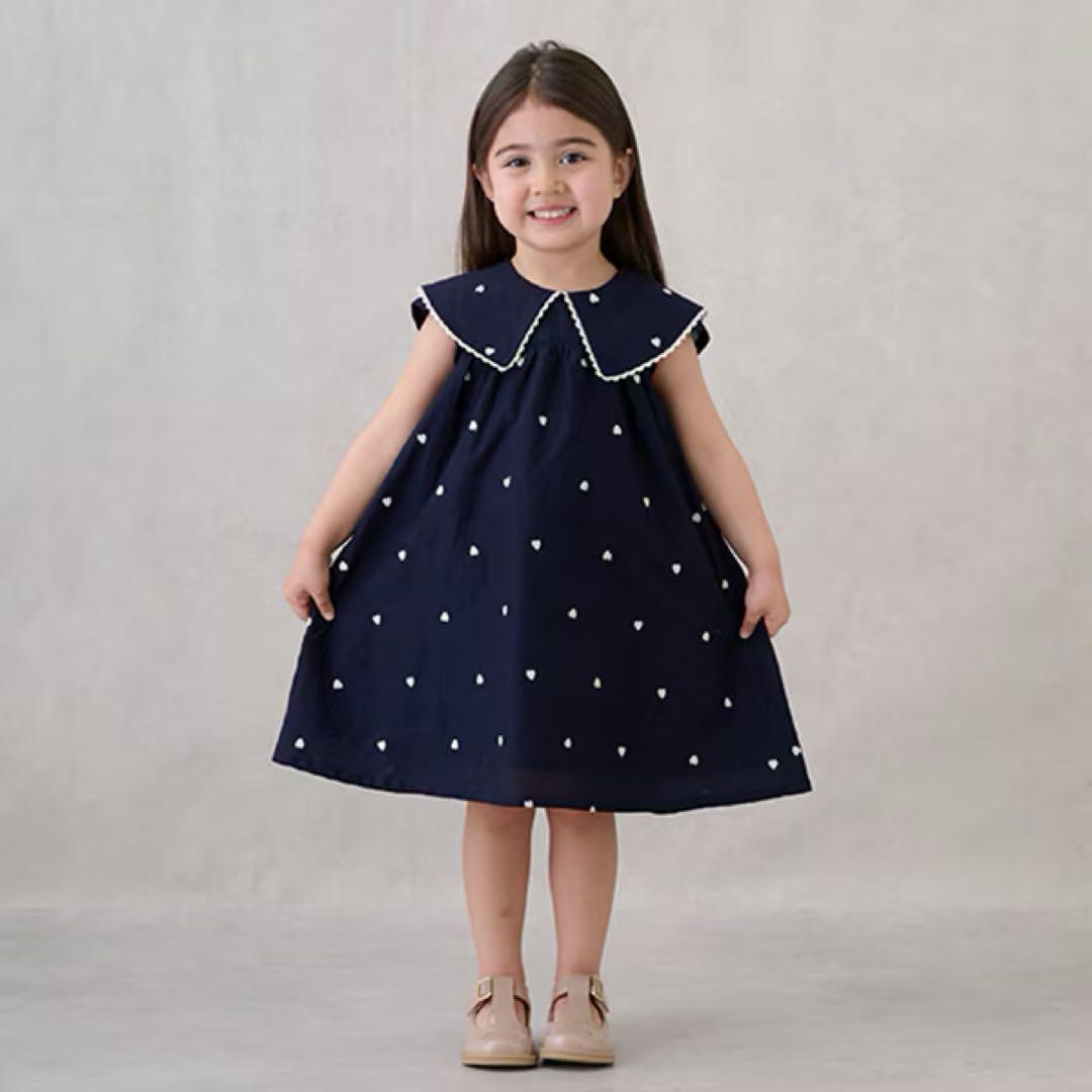 プティマイン リアン リンク ハート刺しゅうワンピース 親子セット 親子コーデ