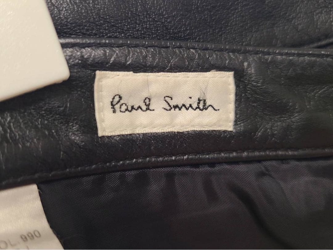 【極上】Paul Smithブラックレザー(牛革)ストレートパンツ