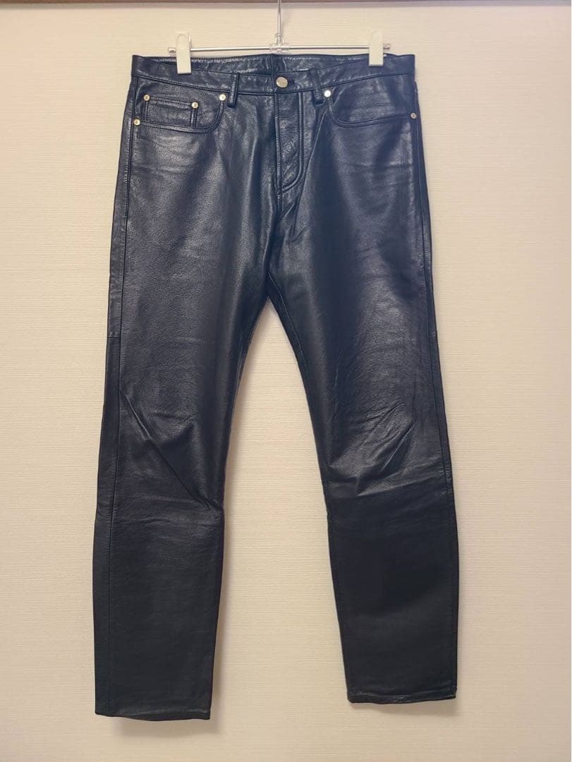【極上】Paul Smithブラックレザー(牛革)ストレートパンツ
