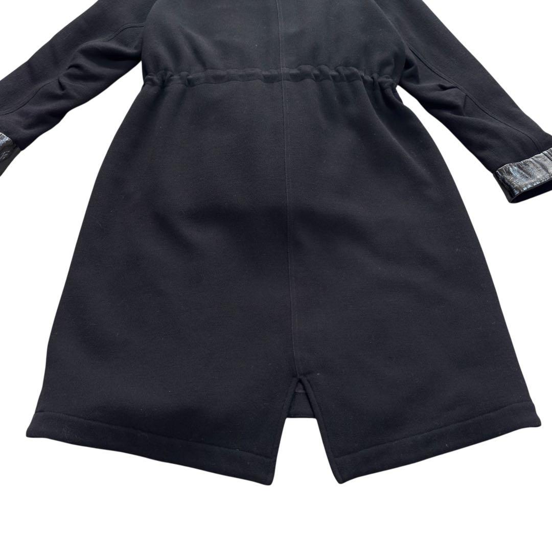 【美品】EMPORIO ARMANI ファーフード　ロングコート 42 ブラック