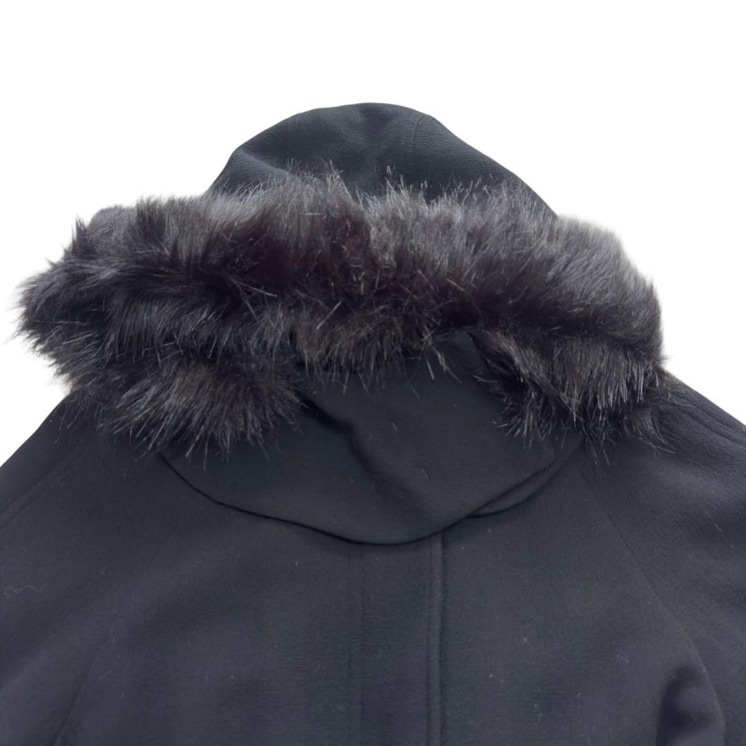 【美品】EMPORIO ARMANI ファーフード　ロングコート 42 ブラック