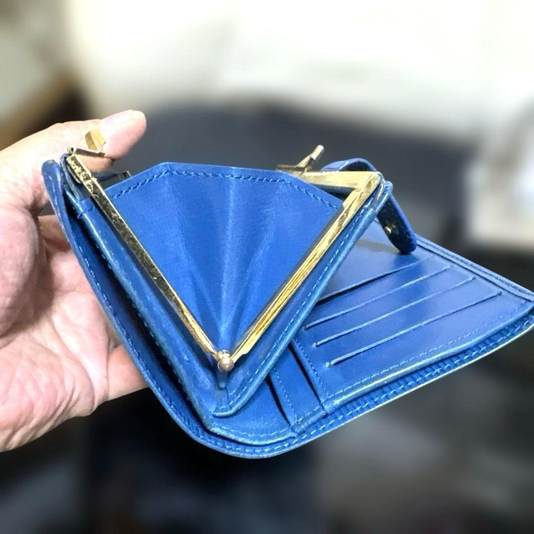 11☆美品♪エピ ♪ガマ口♦︎折り財布♪ ブルーカラー