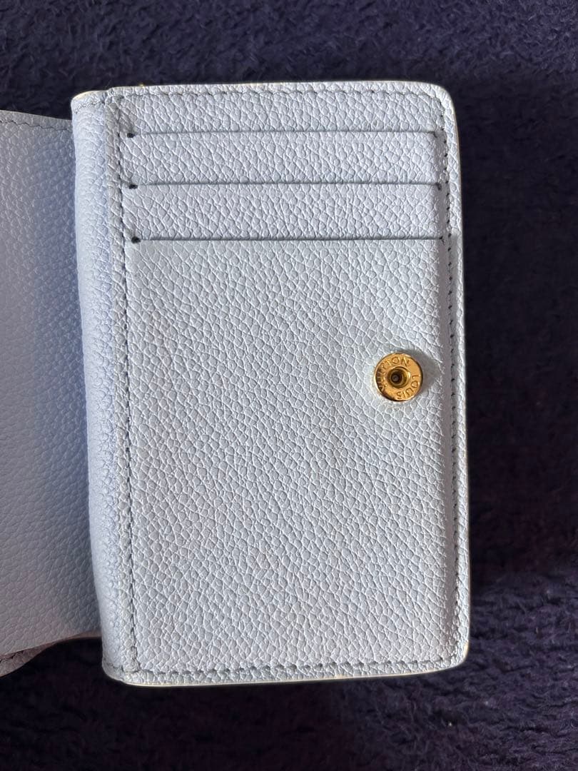 ルイヴィトン クレア ホワイトブルー 二つ折り財布 モノグラム アンプラント