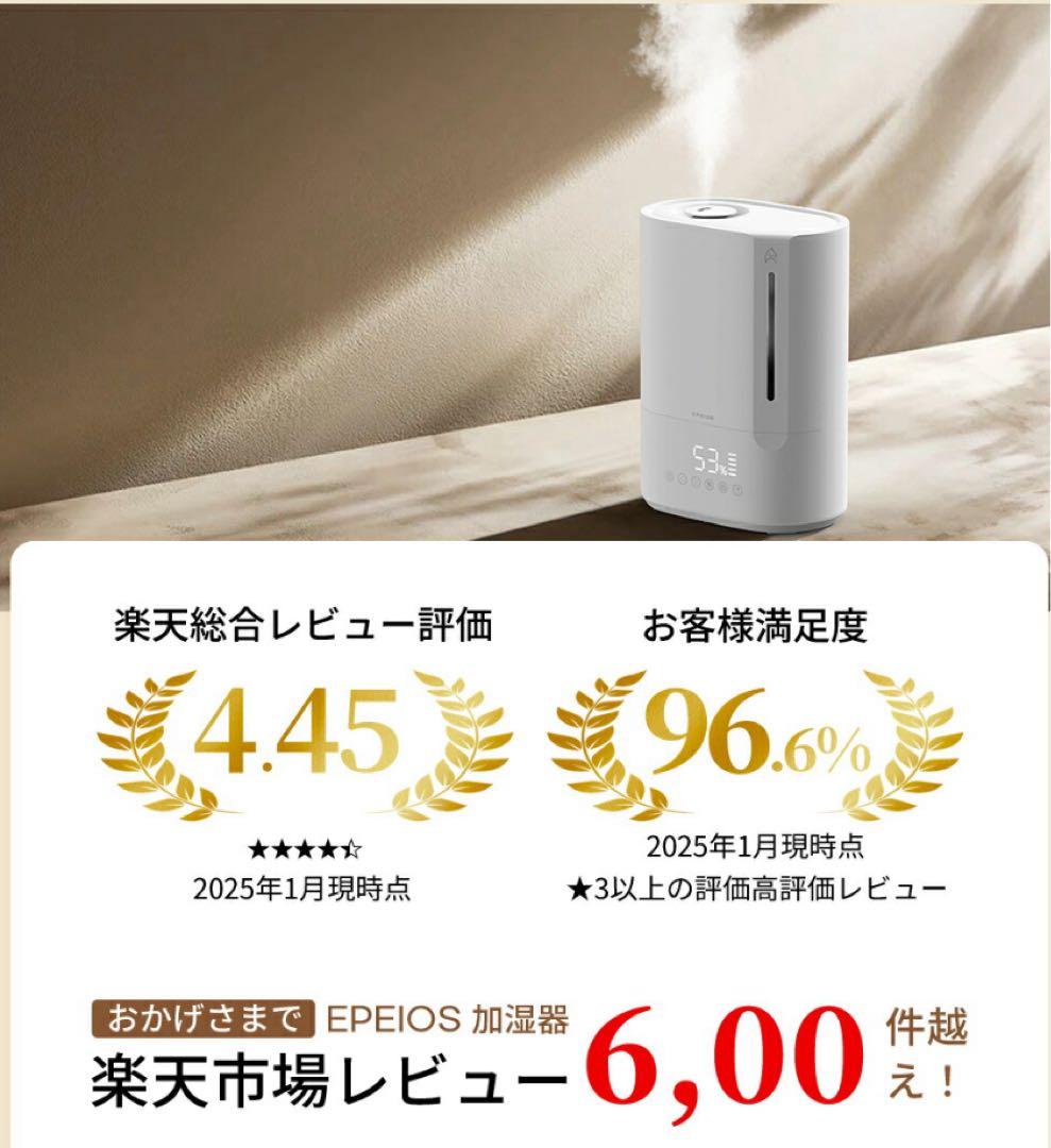 EPEIOS 加湿器 ハイブリッド加湿器 大容量 6L 超音波式 加熱式 加湿器