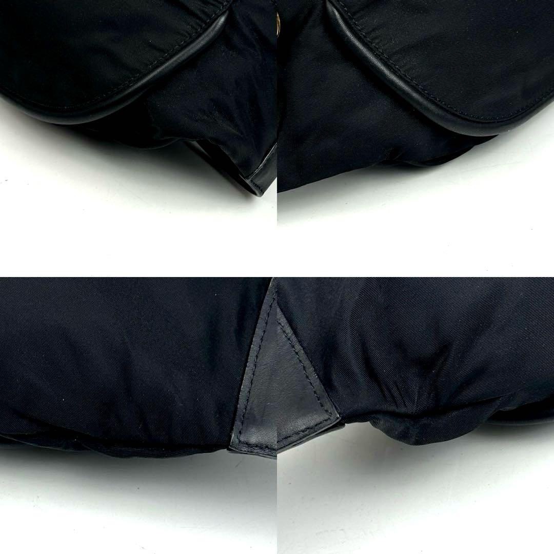 【美品】セリーヌ　ウエストポーチ　サークル　ゴールド金具　ナイロン　レザー　黒色