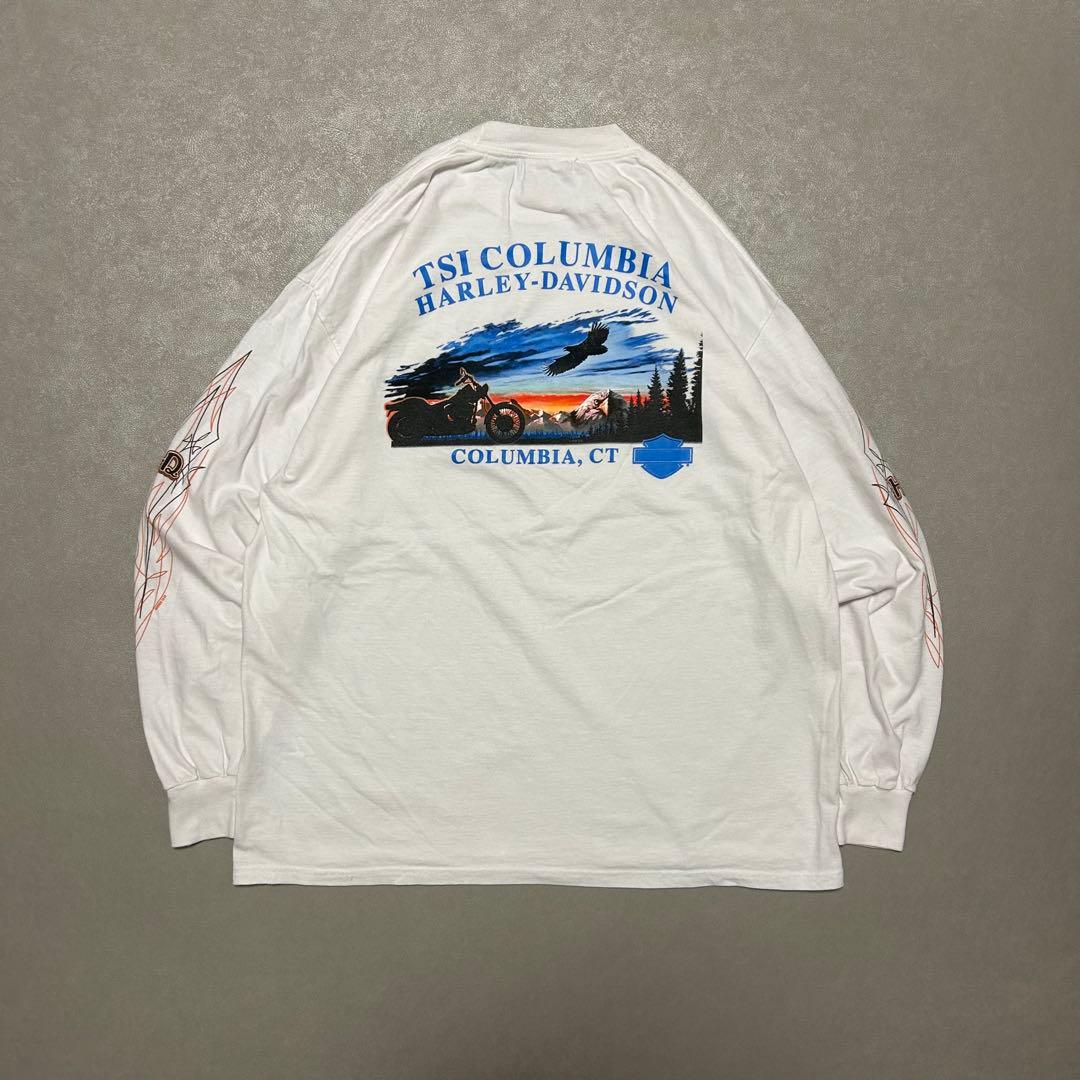Harley-Davidson00sメキシコ製長袖Tシャツイーグルフレイム両面炎
