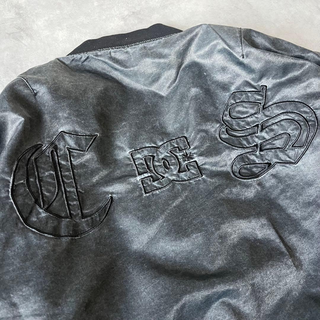 【極美品】MA-1フライトジャケット　刺繍ロゴ　中綿　ダークグレー　ブラック