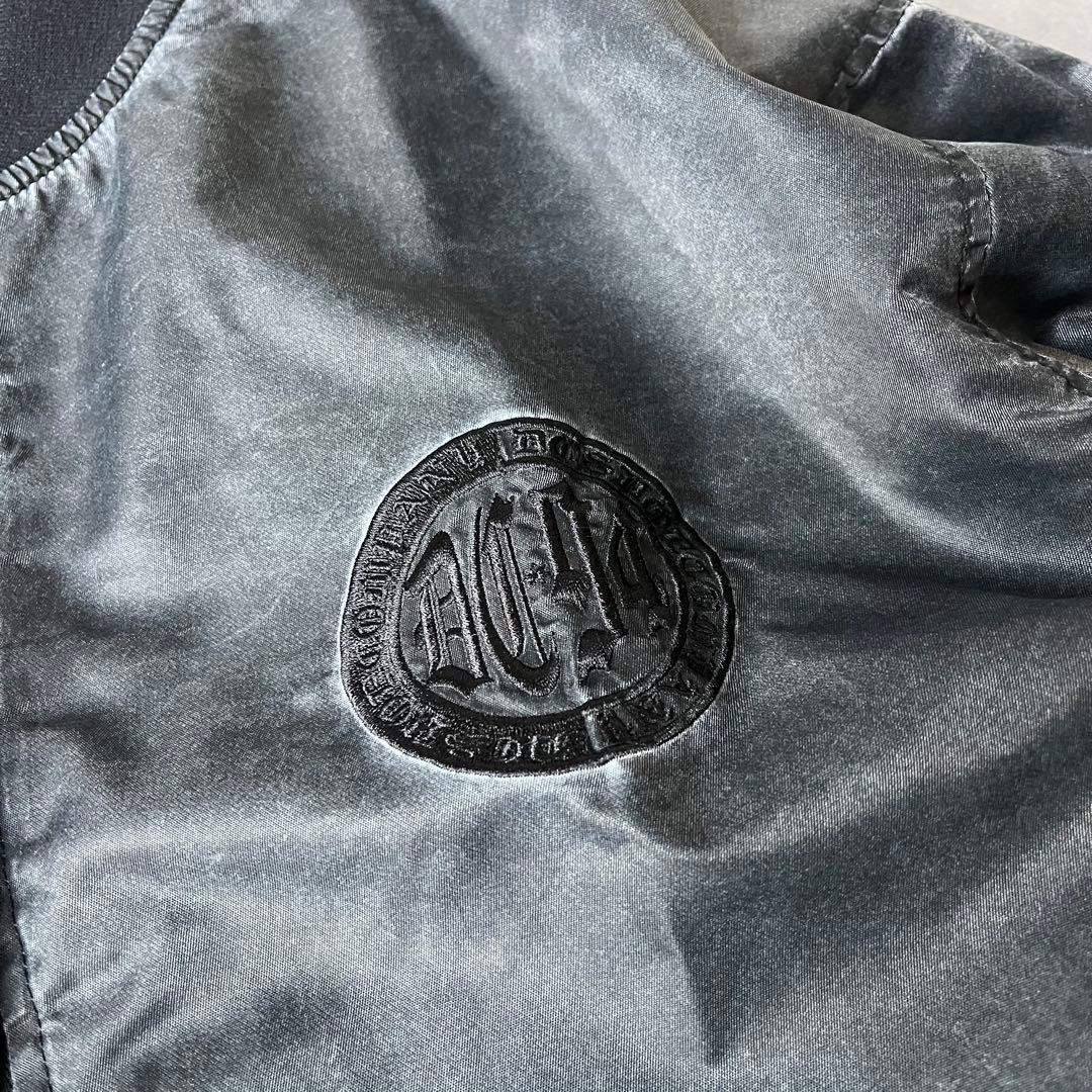 【極美品】MA-1フライトジャケット　刺繍ロゴ　中綿　ダークグレー　ブラック