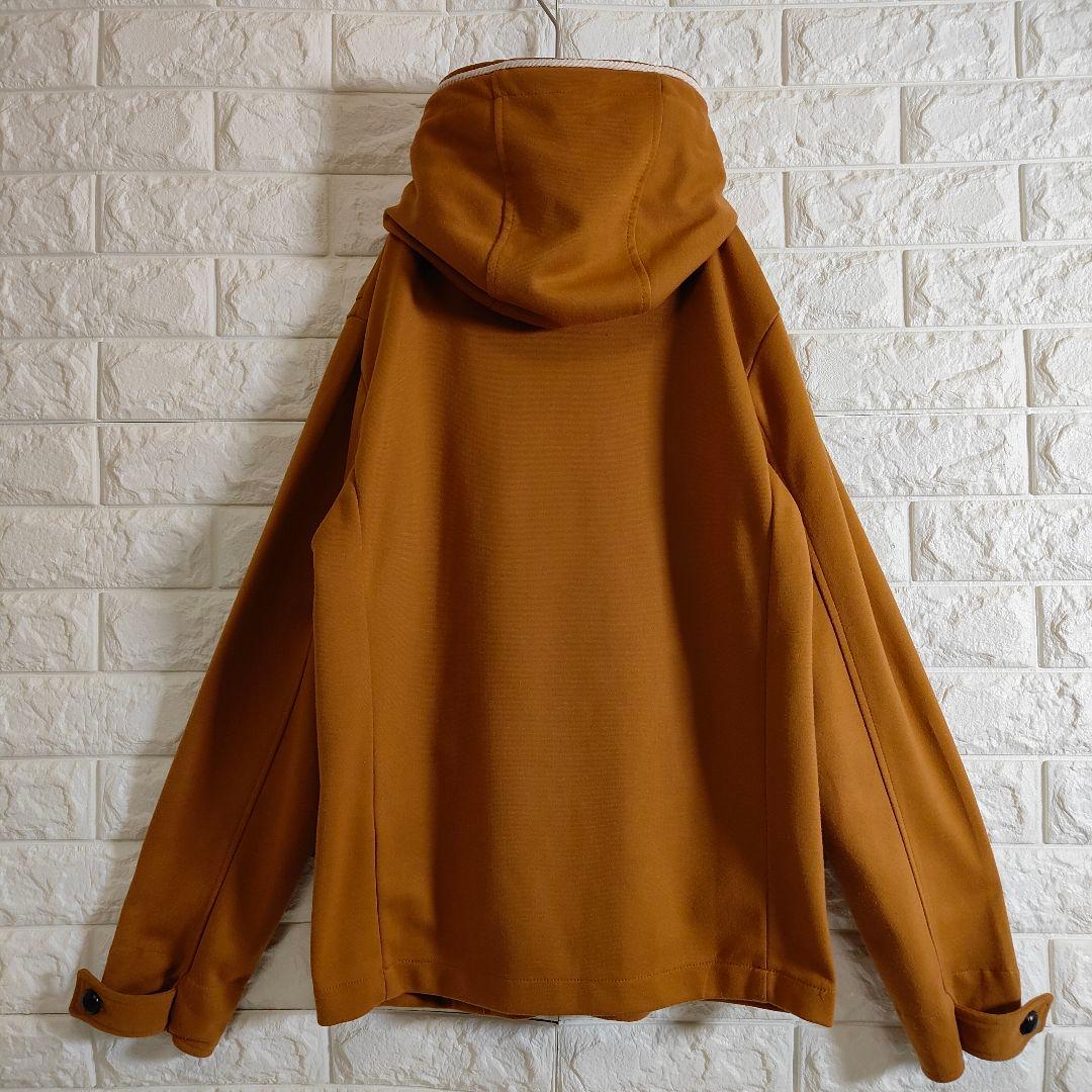 【美品】 ダッフルコート フード付 ジップアップ ブラウン L