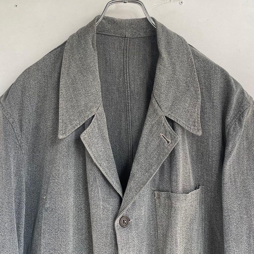 50s フレンチ ブラックシャンブレーコート ヴィンテージ ユーロ 古着