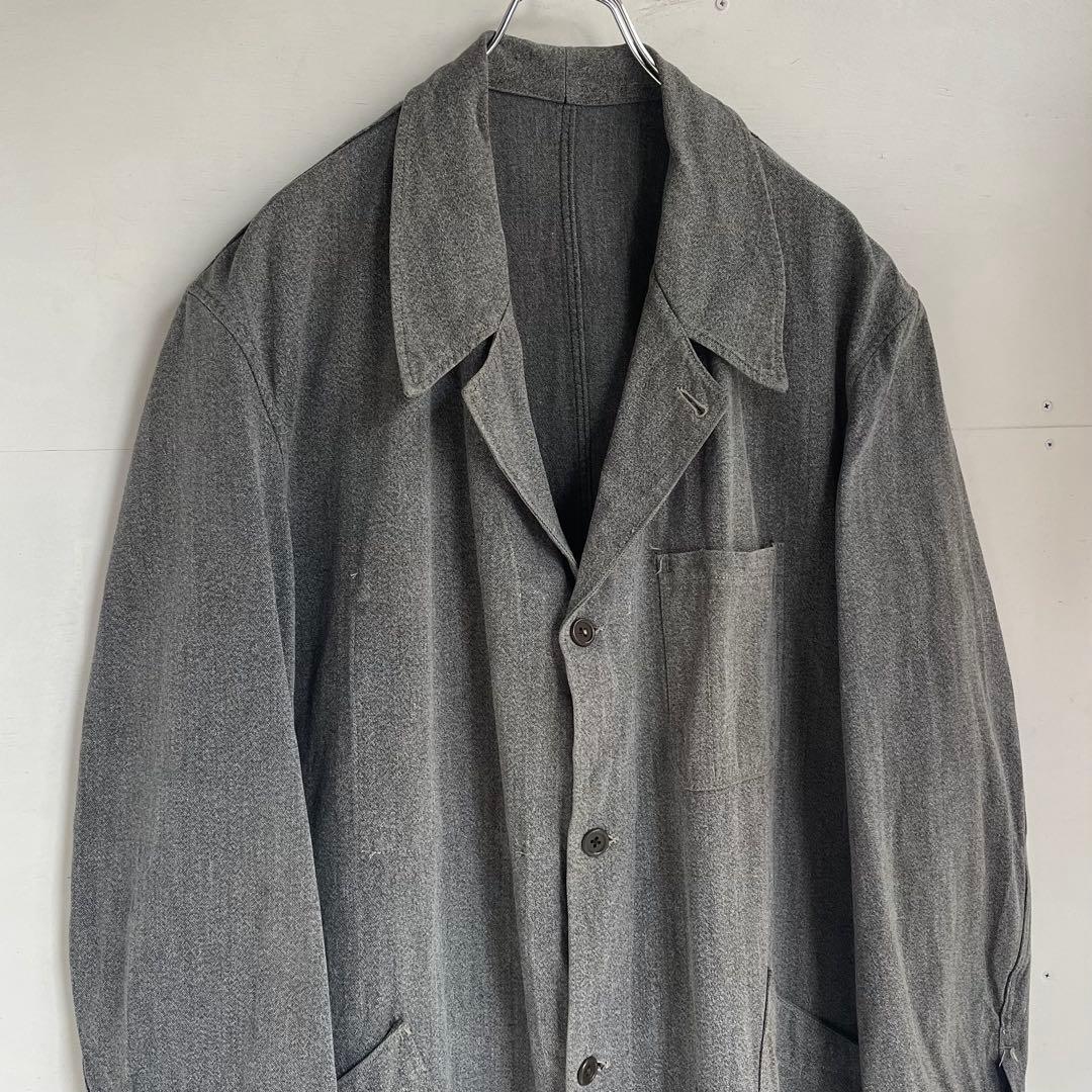 50s フレンチ ブラックシャンブレーコート ヴィンテージ ユーロ 古着