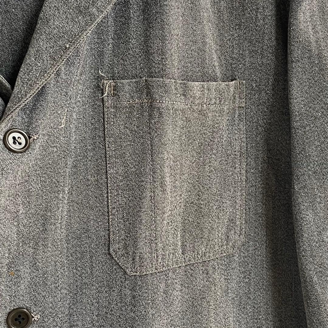 50s フレンチ ブラックシャンブレーコート ヴィンテージ ユーロ 古着