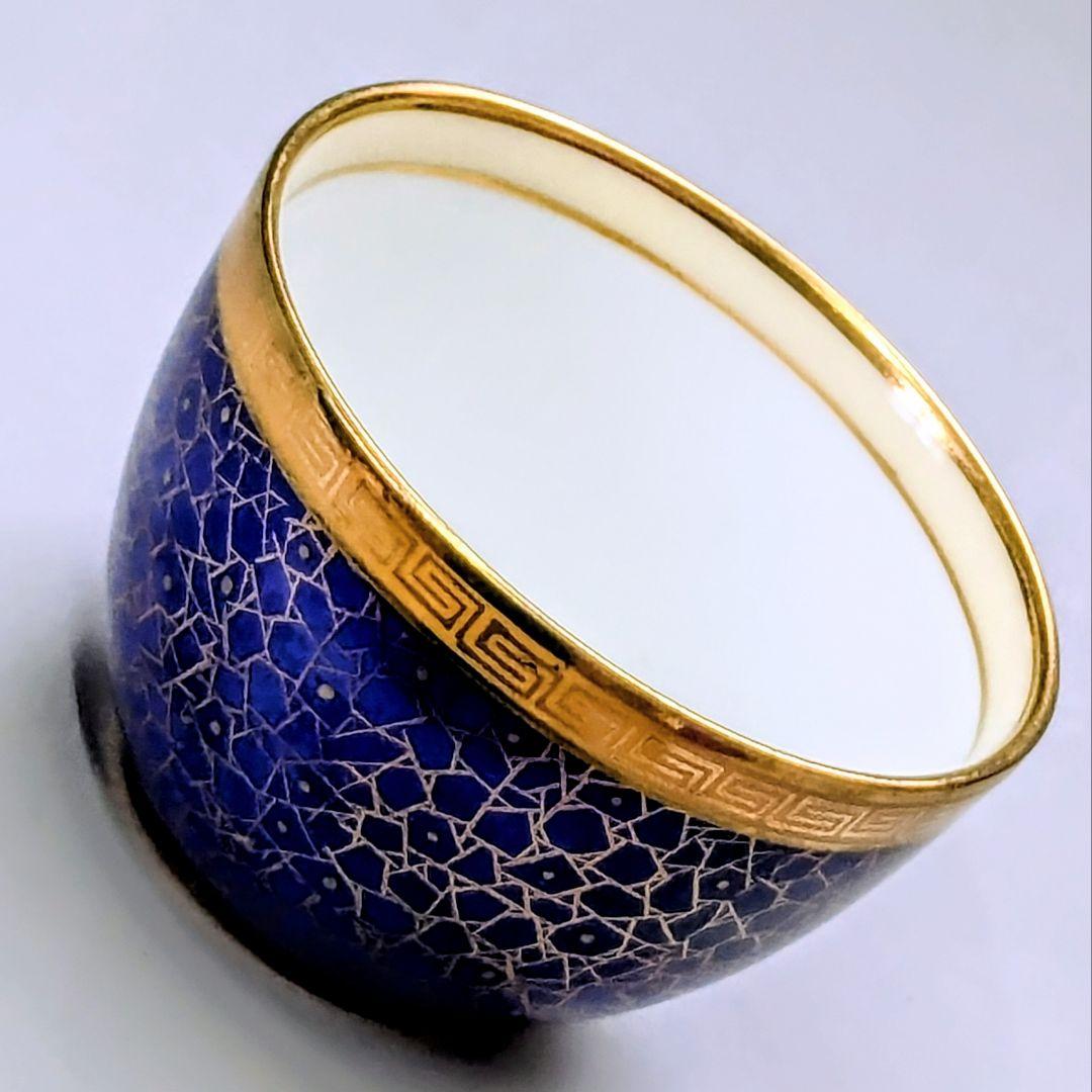 オールドノリタケ銘品!! 金彩コバルト連鎖幾何学装飾紋　シュガーボウル