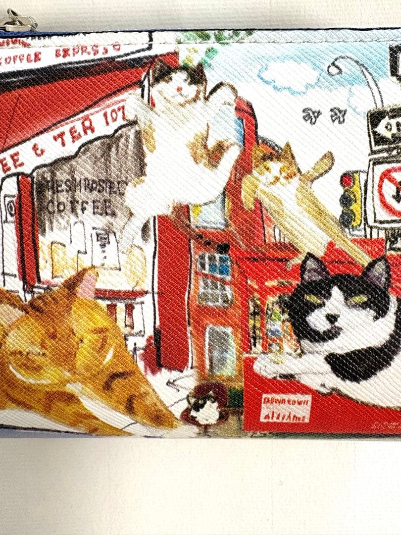 【新品・未使用】Manhattaner's 猫デザイン 二つ折り財布外ファスナー