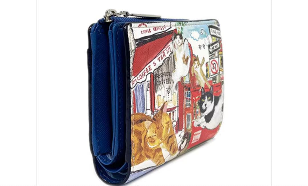 【新品・未使用】Manhattaner's 猫デザイン 二つ折り財布外ファスナー