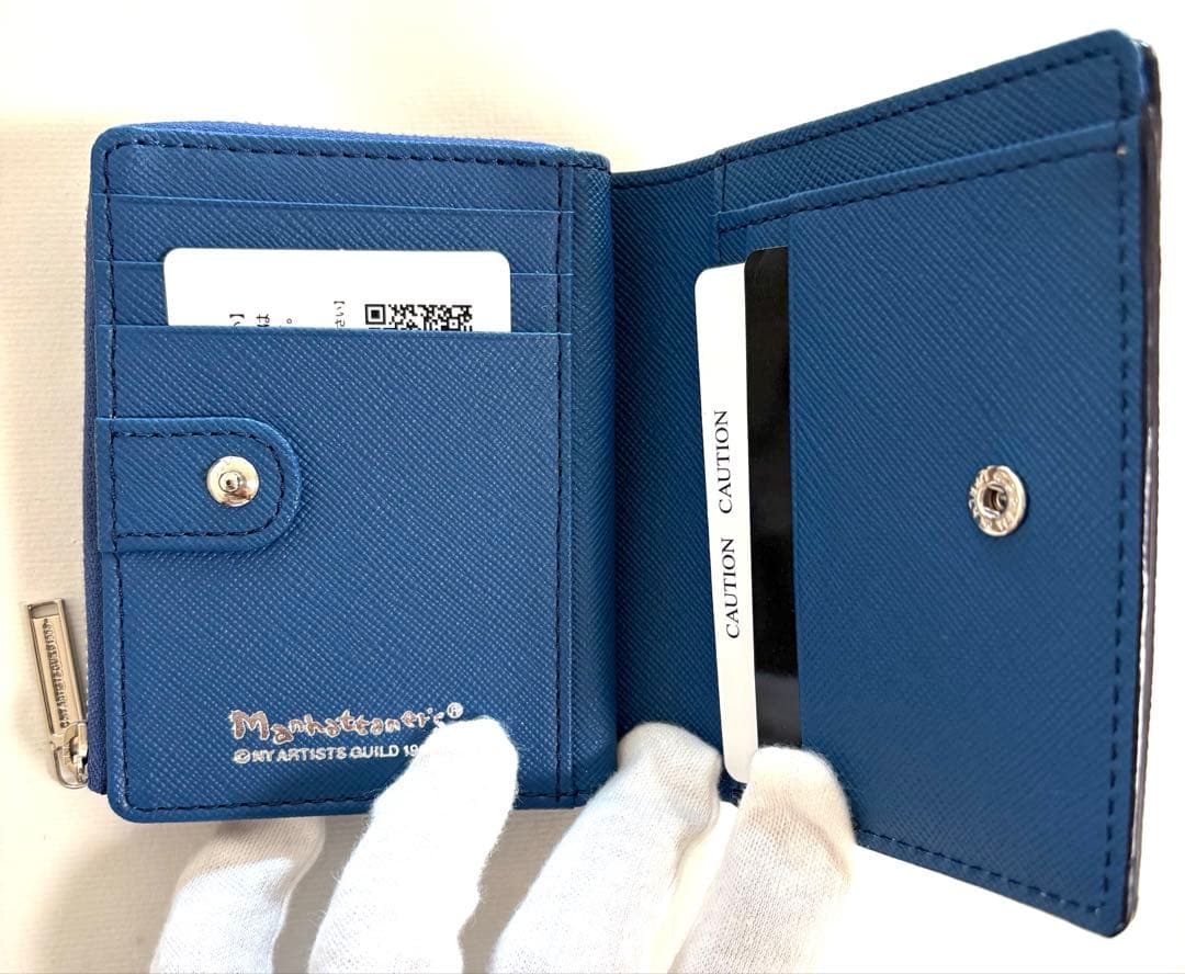 【新品・未使用】Manhattaner's 猫デザイン 二つ折り財布外ファスナー