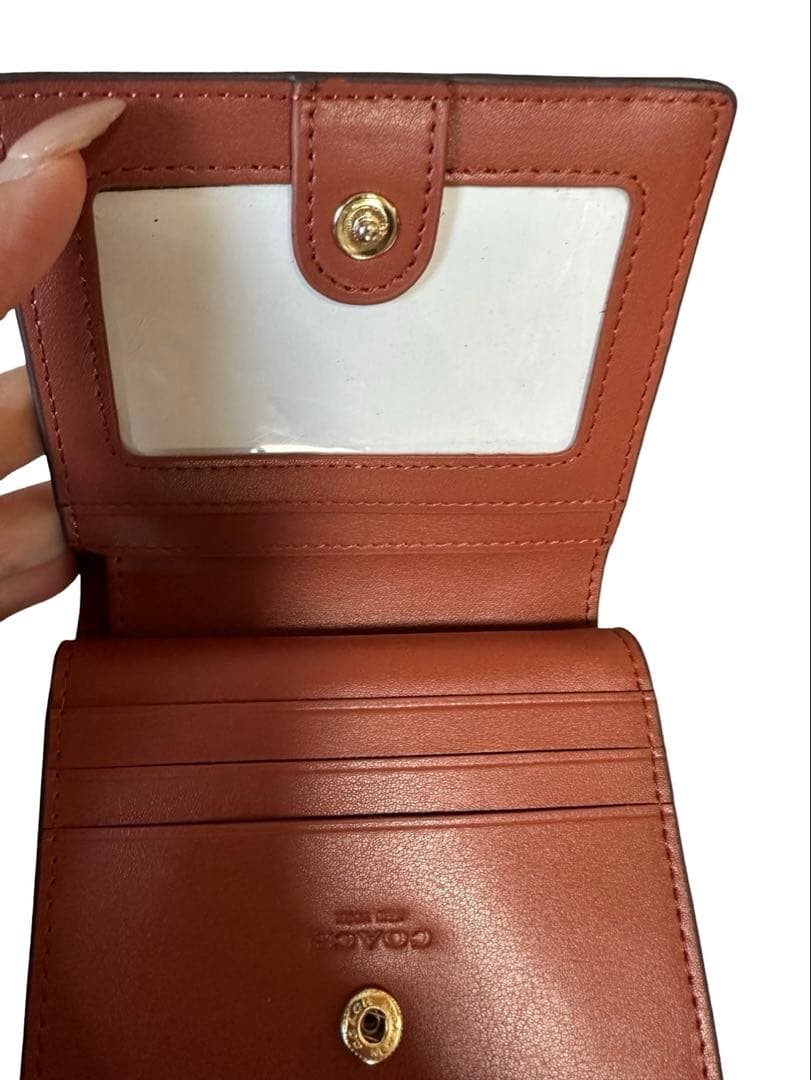 COACH コーチ 二つ折り財布 シグネチャー 猫 キャット柄レザー ブラウン系