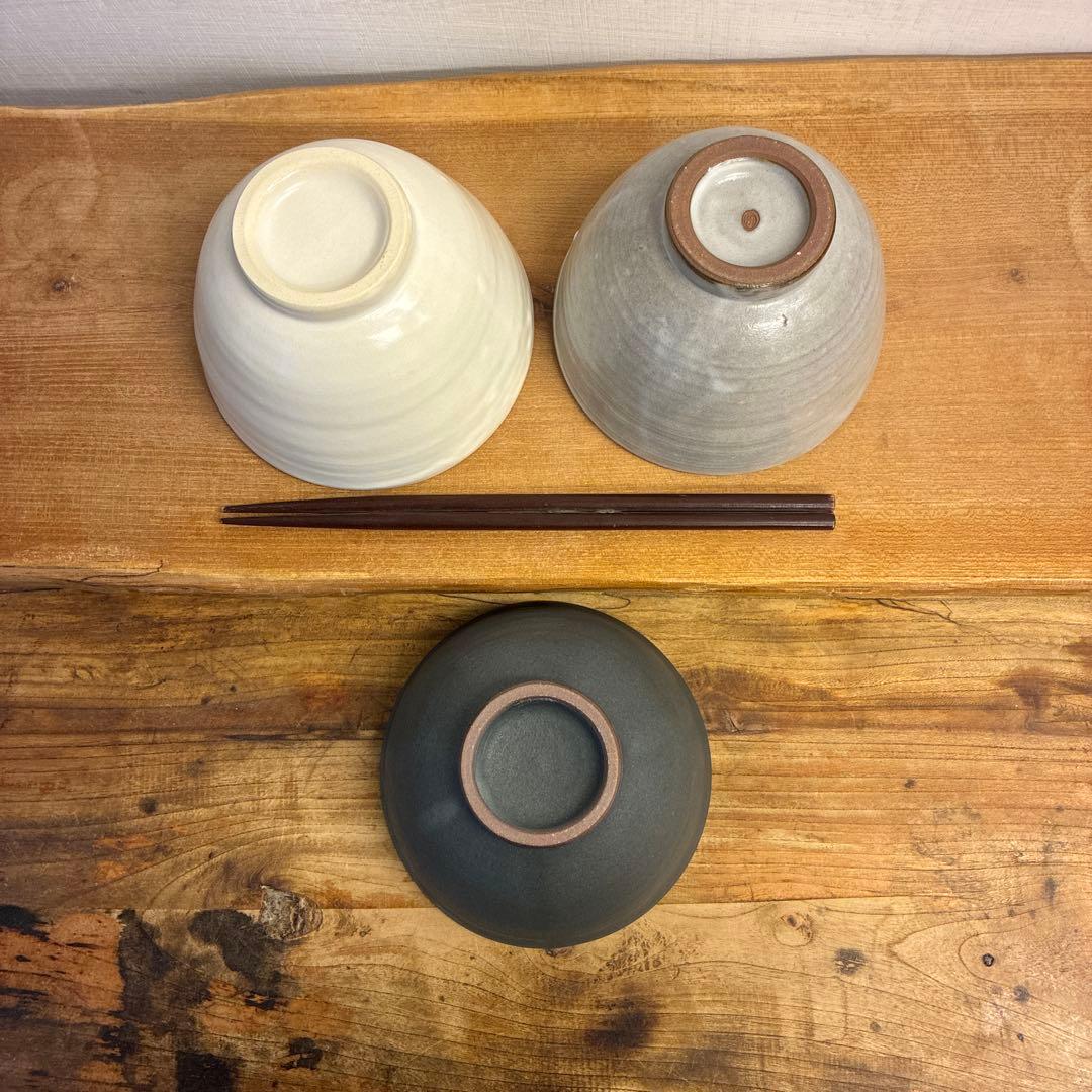 Kirakira新品　陶器　陶芸作家　深茶碗3個　451