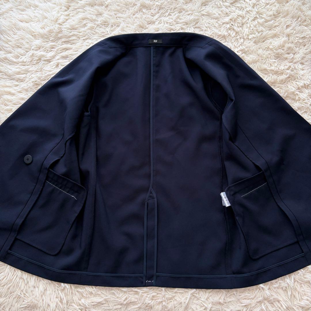 【極美品✨】PLSTプレミアムオックスハーフスリーブジャケット ネイビーS洗える